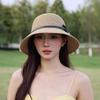 Front big and back small straw woven basin hat summer retro temperament simple bow fisherman hat children's sunshade straw hat