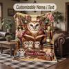 Birds Theme Throw Blanket Custom Name Text Personalized Blanket Soft Cozy Blanket for Home Sofa Bed