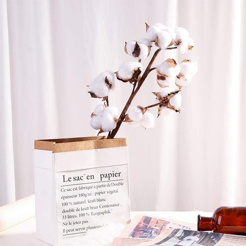 Fake Flower Wedding Decoration Cotton Stem Artificial Plants Floral Branch Dried Cotton Flower