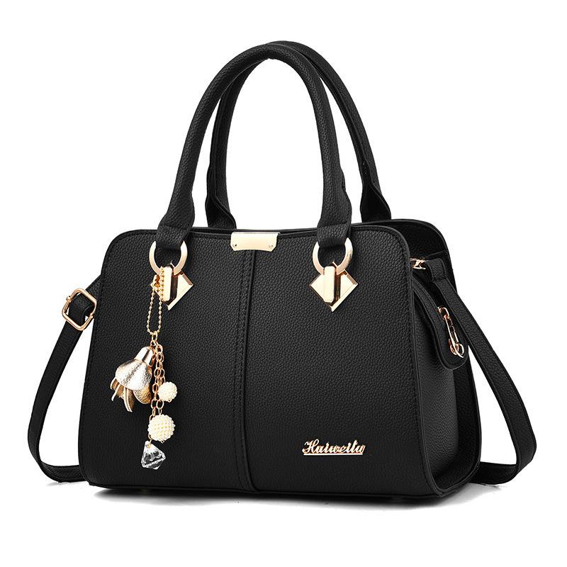 

New European and American style women s portable shoulder bag, fashionable shoulder bag, temperament mother bag source чёрный