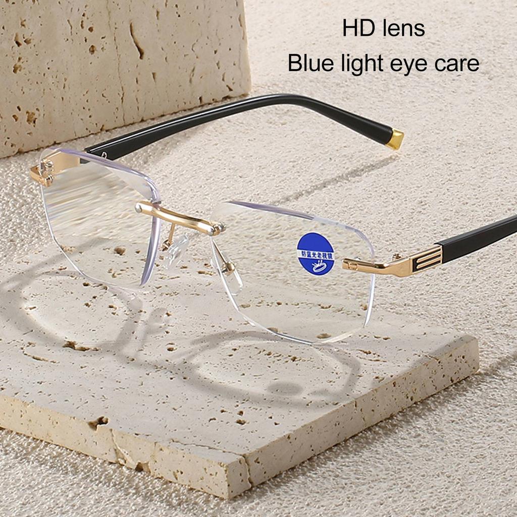 Presbyopic Glasses High Definition Lens Reading Glasses Blue Light Blocking Men Frameless High Definition Lens for The Elderly