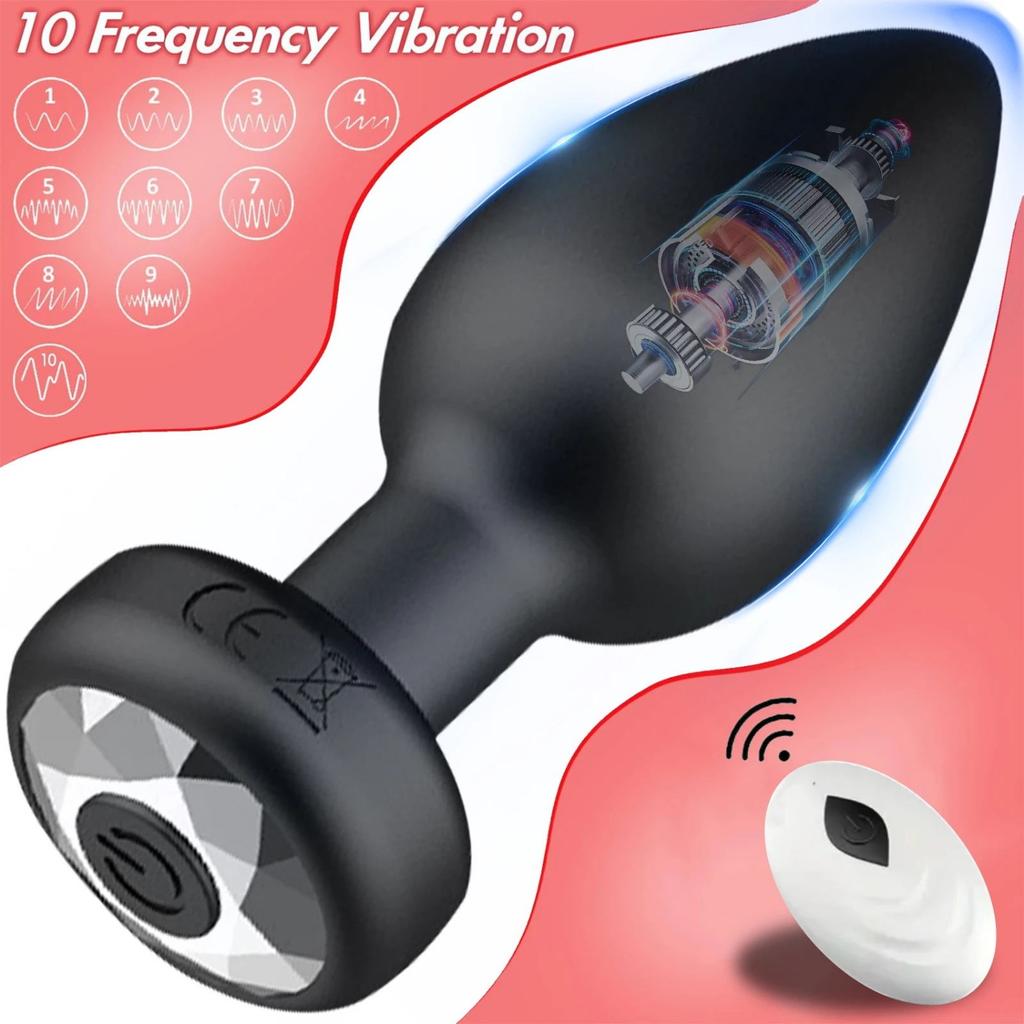 Anal Plug Adult Sex Toy,Wireless Remote Control 10 Frequency Vibration,Butt Plug for Male Prostate Massage Vibrating Anal Sex Toys for Woman