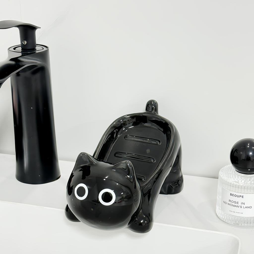 Creative Bathroom Soap Box Ceramic Kitten Soap Box Drain Toilet Shelf Cute Soap Fat Rack Bathroom Accessories