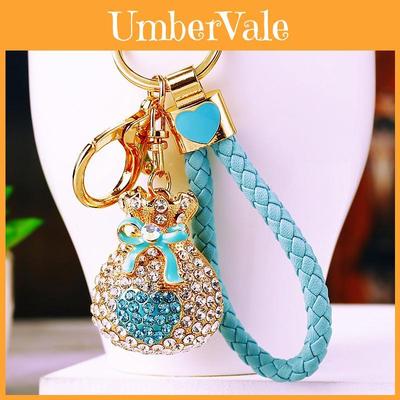 Colorful Heart Shaped Lucky Bag Keyring With Rhinestones For Unique Gift Ideas