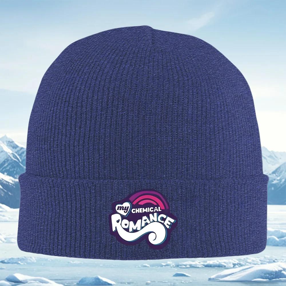 Rainbow band heart brand words design Knitted Hat Unisex Women Unisex Beanie Pullover Cap Winter Thermal Warm Christmas Outdoor Cyc