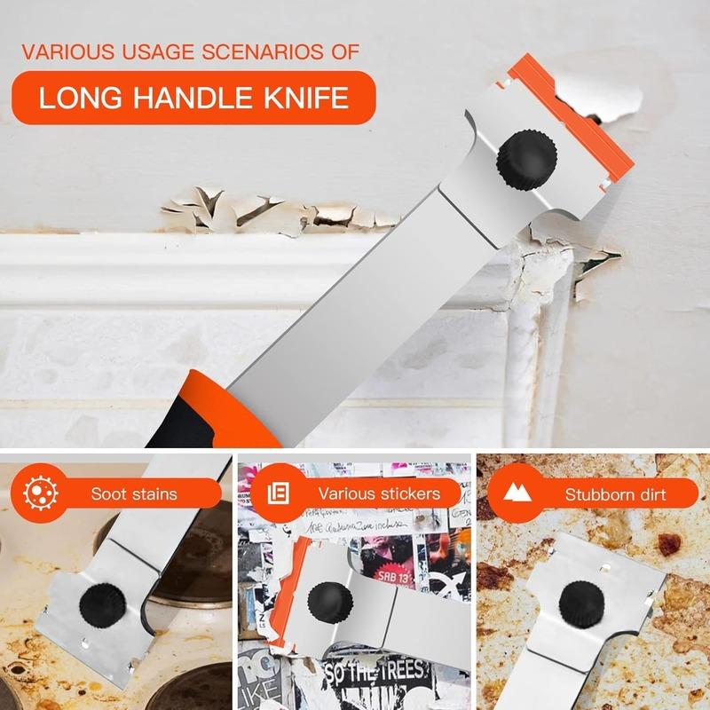 TOFAR Long Handle Razor Blade Scraper for Removing Labels Car Stickers Appliance Grease Windshields Window Tint Glass Cleaning