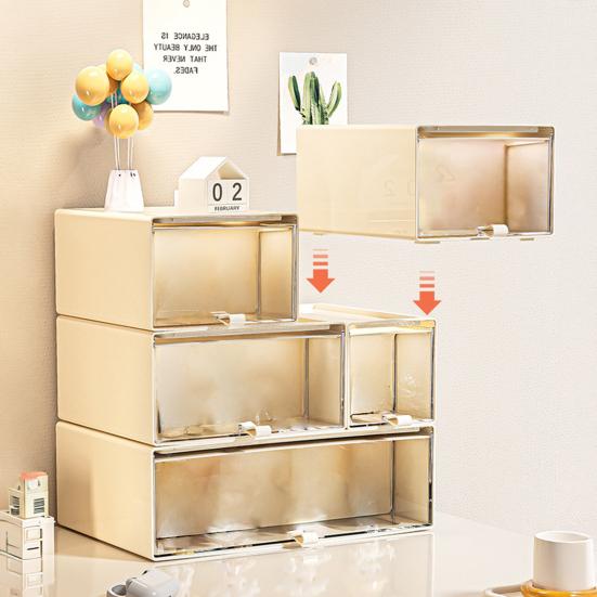 Storage Box Drawer-type Dustproof Container Stackable with Clear Display Case for