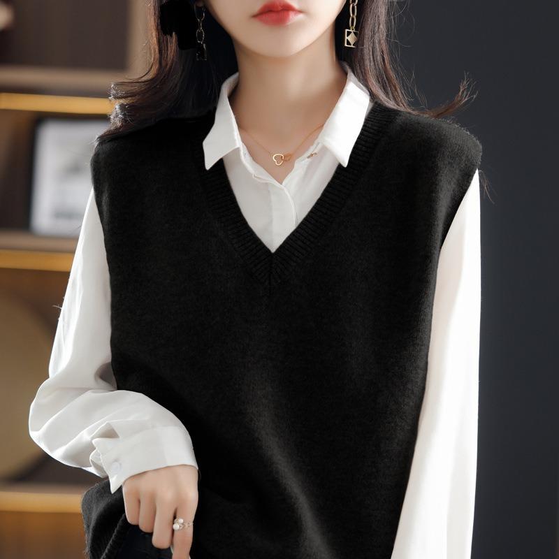 Vest Women's Sweater Spring and Autumn New Autumn Vest with Knitted Vest and Vest