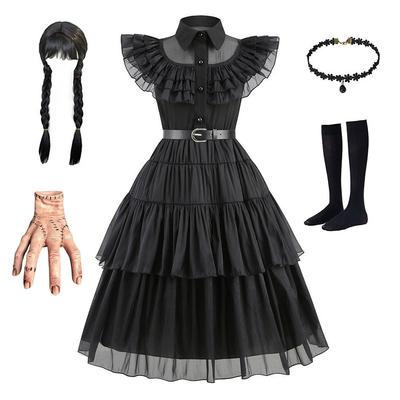 Çocuk Çarşamba Addams Elbise Cadılar Bayramı Kostümleri Elbise Cosplay Parti Kostüm