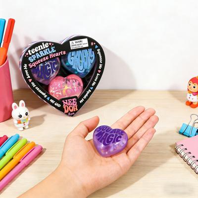 Squishy Herz Fidget Spielzeug 3er-Pack Langsam aufsteigende weiche Stressabbau-Sensorische Gelbälle Valentinstagsgeschenk für Erwachsene Kinder Angstlinderung