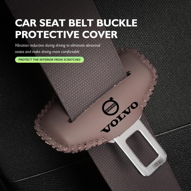 bgr3 For Volvo 2pcs Leather Car Seat Belt Protective Buckle Anti-Scratch Cover V40 V60 C30 C70 S60 S80 S90 XC40 XC60 XC70 XC90 T6