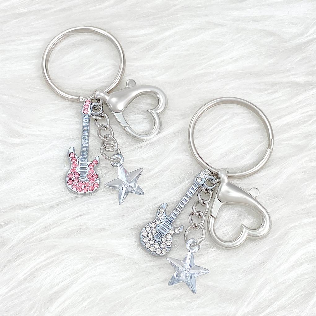 Stylish Keychain For Music Lovers Easy To And Durable Alloy Guitar Pendants Keychain Key Chains