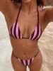Women S Striped Halter Neck Bikini Set Sexy Two Piece Swimsuit For Beach Swimming
