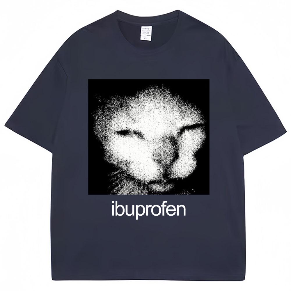 Vintage Funny Ibuprofen Cat Meme Graphic T Shirt Men Women Humor Fashion T Shirts Oversized Cotton Casual Streetwear T-shirts