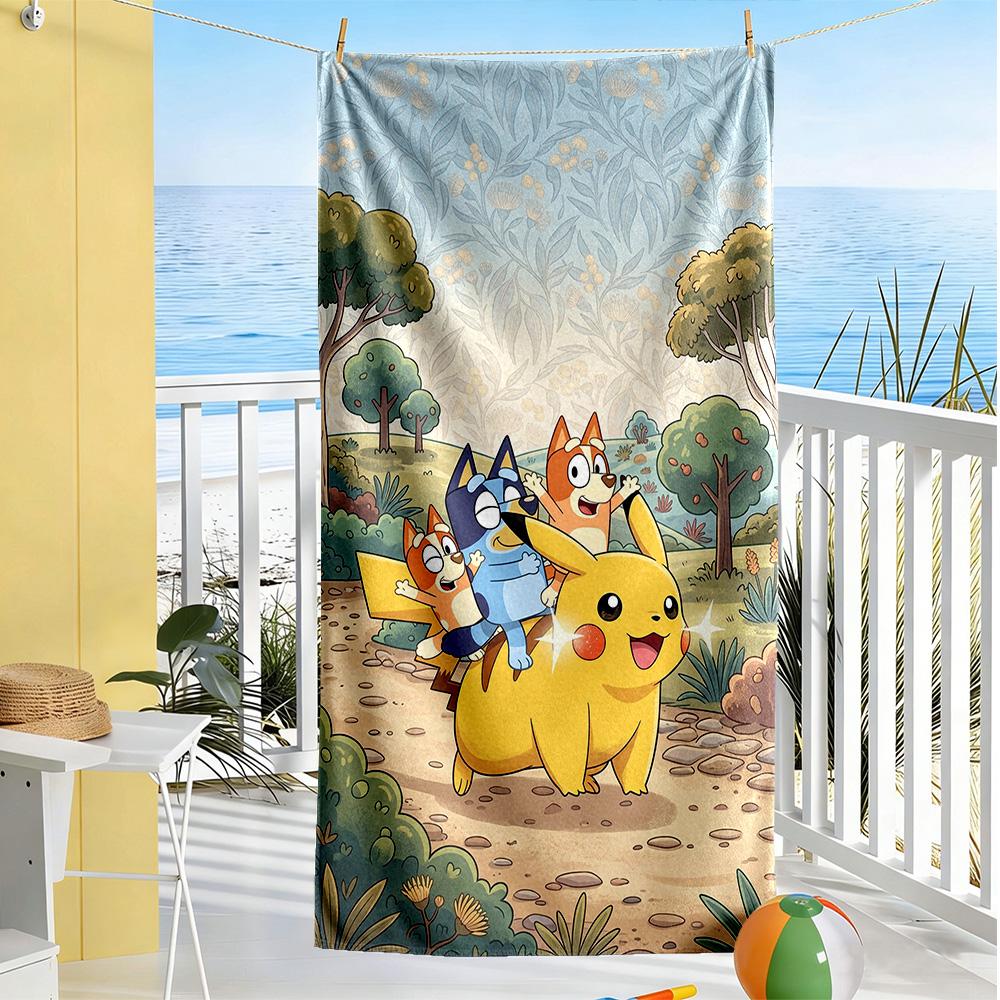 Bluey Beach Towel Super Soft Microfiber Quickdry Fabric Comfortable Lightweight