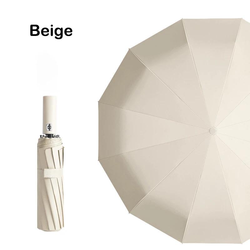 12 Ribs Windproof Automatic Umbrella Premium Business Large Size UV Sunshade Rainproof Dual Use For Wholesale
