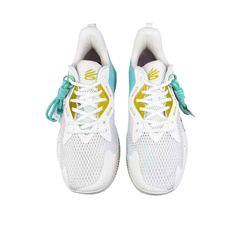 Under Armour Curry Splash 3 Slip Resistant Abrasion Resistant Low top Basketball Shoes Men's White Blue 3026275-101(Team40-)