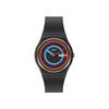 SWATCH New Gent Series Quartz Movement 30 Meters Waterproof Unisex Swiss Watch 34mm Black Dial Plastic Case Silicone Strap SO28B706