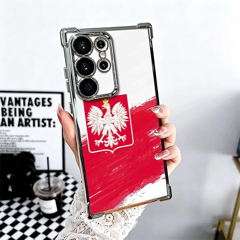 Poland Flag White Red Soft Phone Case For Samsung Galaxy S26 Ultra S25 Edge S24 FE S23 Plus S22 S21 + S20 Plating Anti-Fall Fund