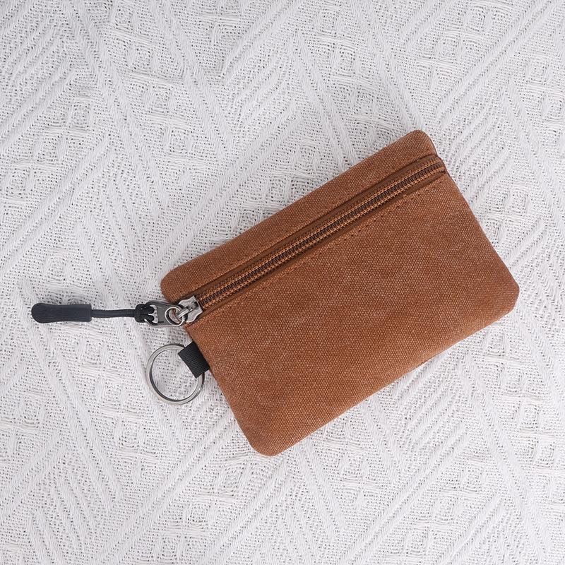 Canvas Mini Coin Wallet Bag Solid Color Zipper Key Bag Money Pocket Purse Women Men Small Card Holder Change Coin Purses Wallet