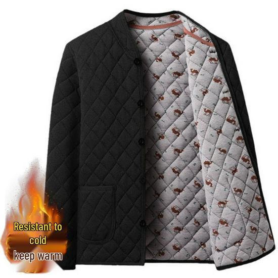 Men's Thickened Cotton Set with Camel Down Padding for Cold Protection: Plush Warm Autumn/Winter Dad's Clothing