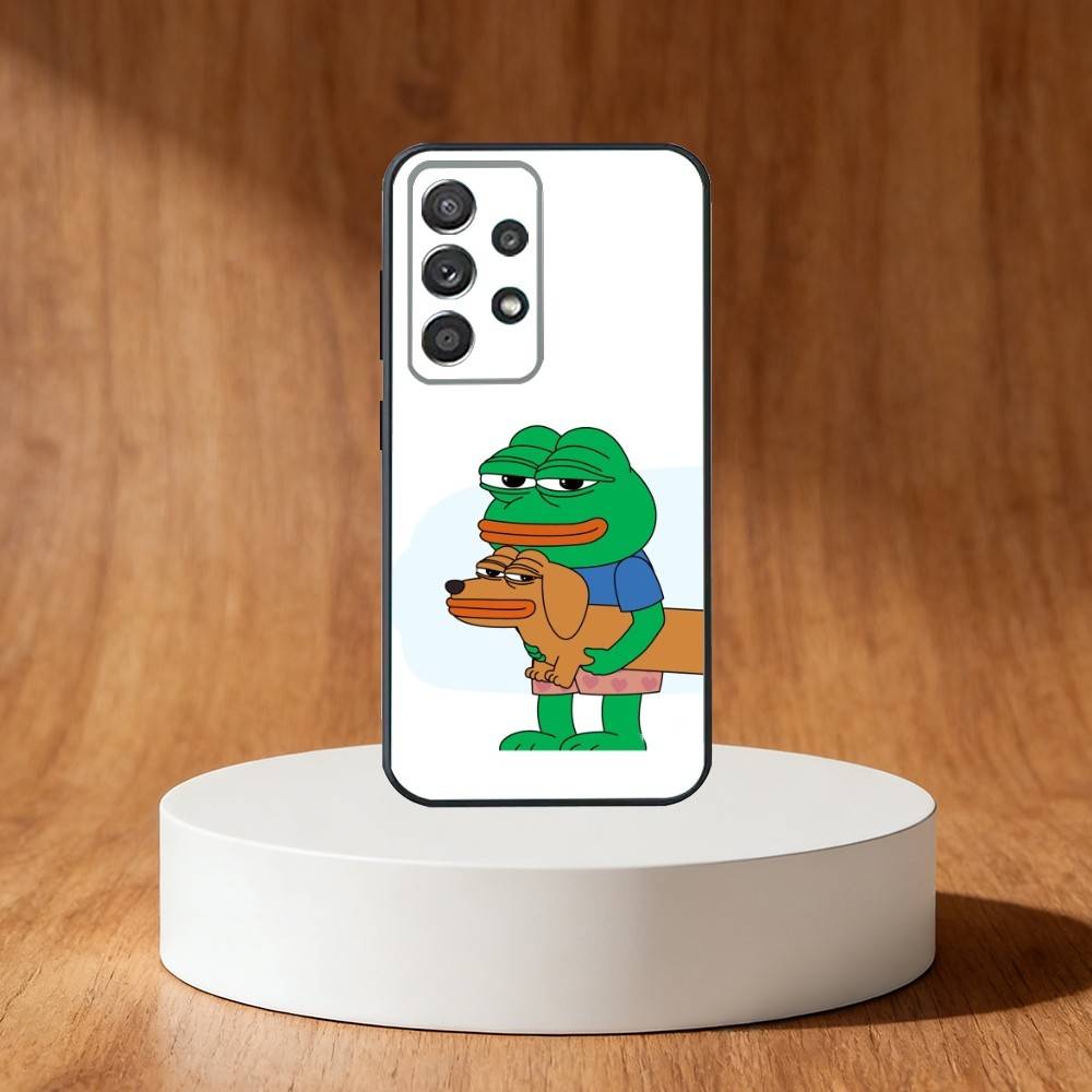 Funny P-Pepe Frog Sad Phone Case For Samsung S25,S24,S21,S22,S23,S30,Ultra,S20,Plus,Fe,Note,10,9,5G Black Cover