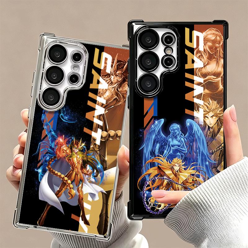 Anime S-Saint S-Seiya Plating Phone Case For Samsung Galaxy S24 S25 FE S26 Edge S23 Ultra S22 S21 Plus S20 Anti-Fall Airabag Cov