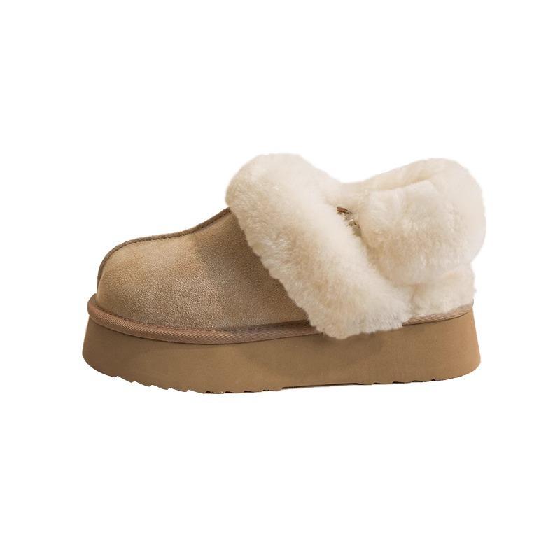 [Zhongjia] Thick-soled and velvet two-wear fluffy shoes for women's winter snow boots with integrated fur and half-drag cotton shoes