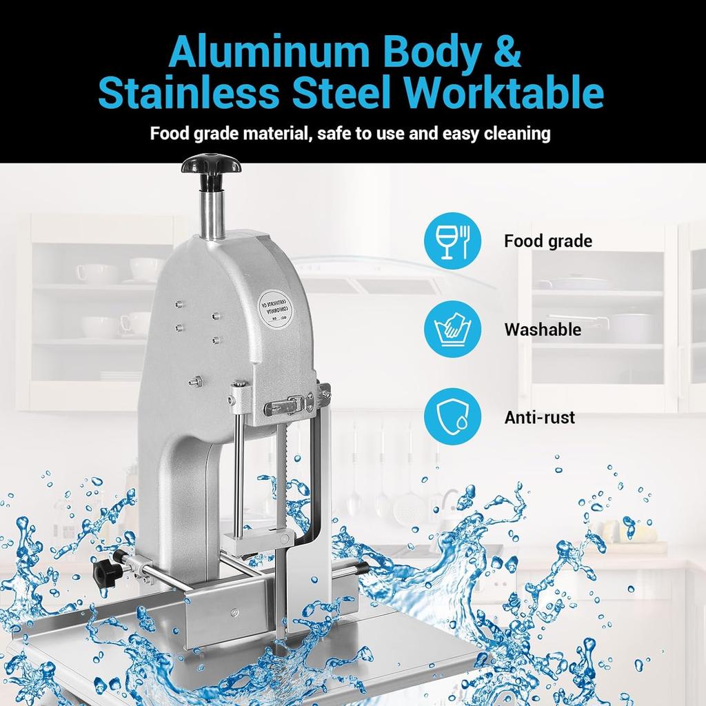 Commercial Electric Meat Bone Saw Machine 750W/1500W Stainless Steel Blade Bone Bandsaw Machine Workbench Countertop Bonesaw