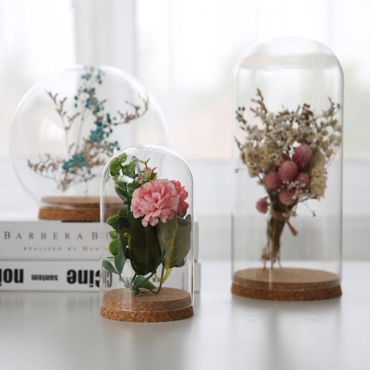 Dustproof Glass Cover for Preserved Flower Display, Clay Figures & Felt Dolls