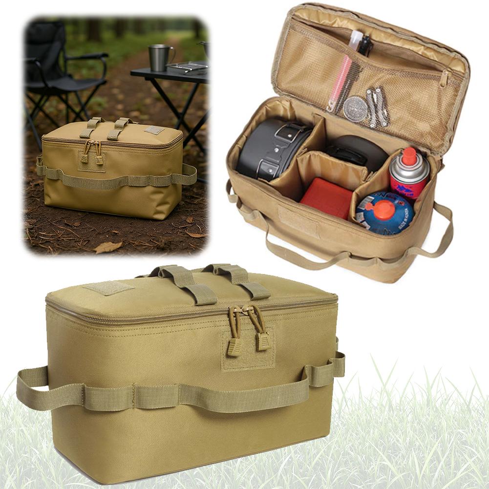 Ground Nail Tool Bag Large Capacity Picnic Cookware Container Heat-Insulating Waterproof Tool Storage Case for Outdoor Camping