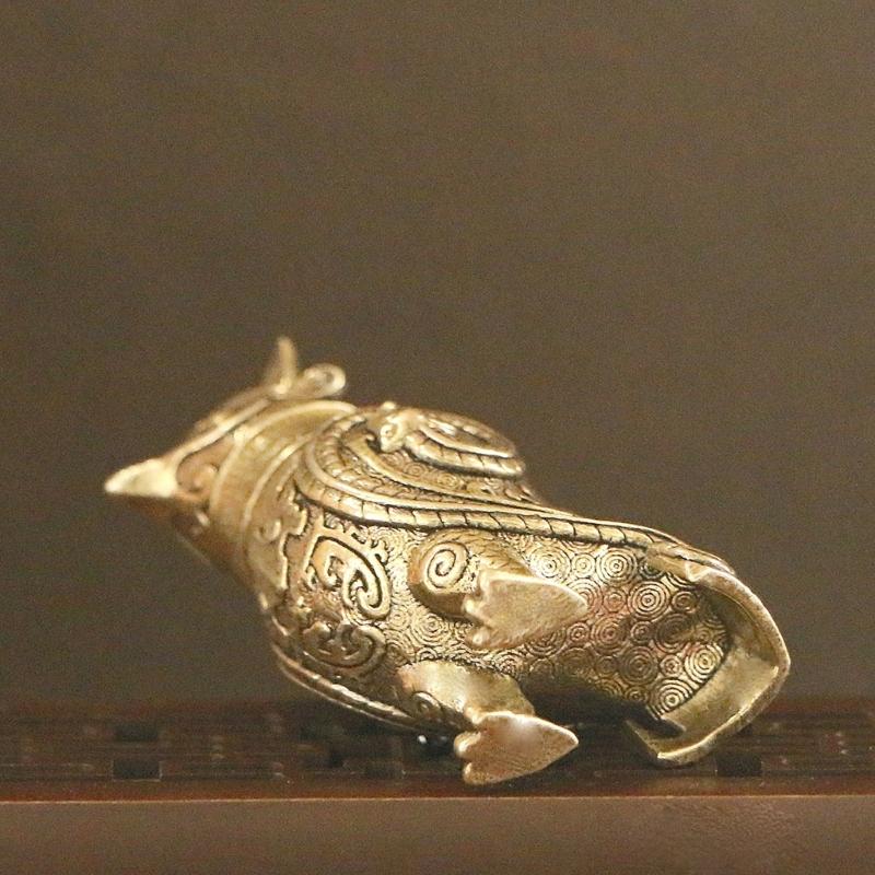 Eule Zun Bronze Miniaturfigur Antikes Chinesisches Kulturartefakt Replik Wohnzimmer Regal Display Sammlerstück