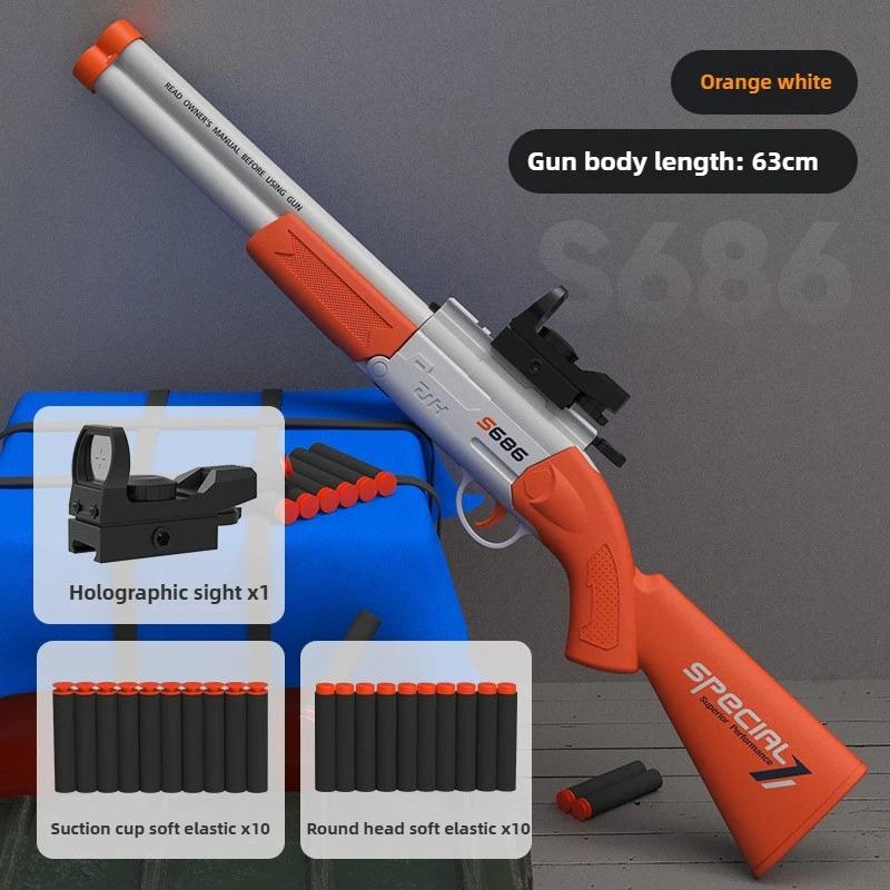Double-Barreled S686 Toy Gun Airsoft Rifle with Dual Soft Bullets Outdoor Sports Game Pistol Shotgun Weapon Ideal Gift for Kids