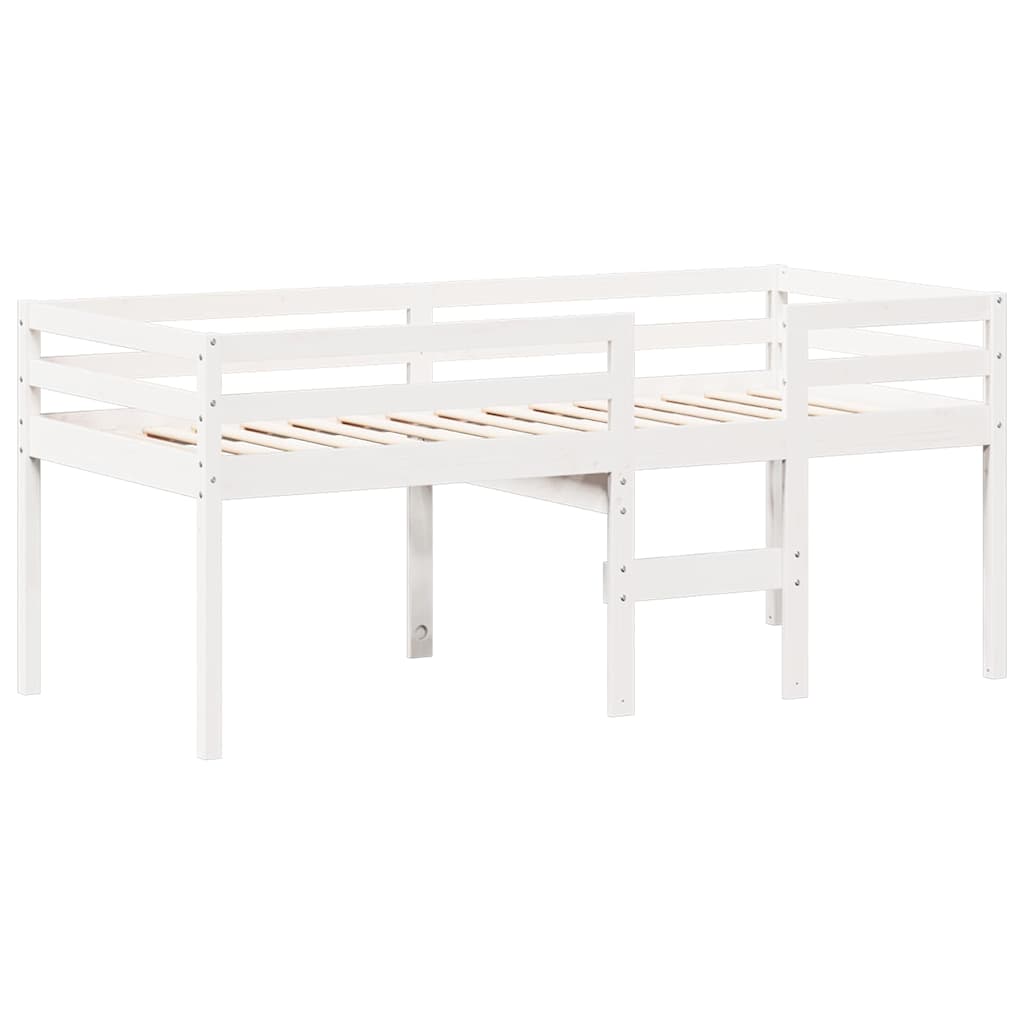 High Bed with Roof White 90x200 cm Solid Pine Wood