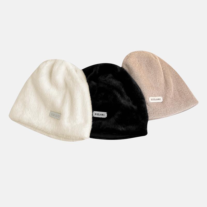 Women Plush Beanies Hats Winter Fleece Wool Outdoor Skullies Hat Female Gorros Solid Warm Coldproof Thicken Caps Fashion Baggy