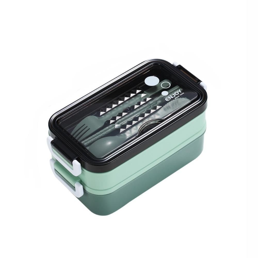Microwaveable Double-layer Lunch Box with Tableware Picnic Food Box  Office Worker