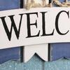 Coastal Welcome Door Sign Nautical Beach Theme Wooden Hanging Plaque with Rope Rustic Door Hanger for Front Door Patio Wall Decor