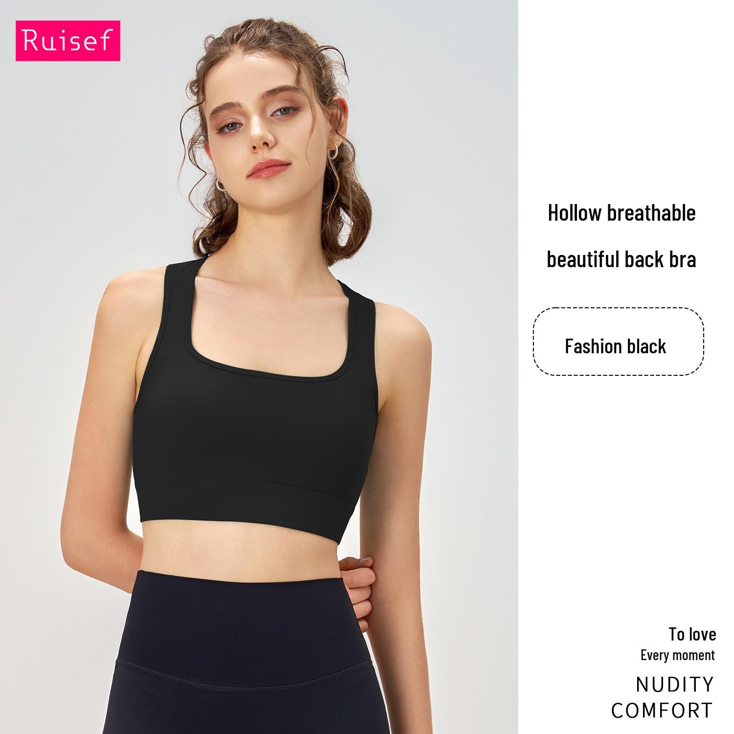 

Женский противоударный летний спортивный бюстгальтер для йоги - Цельный, с фиксированной чашкой и стильной спинкой XL