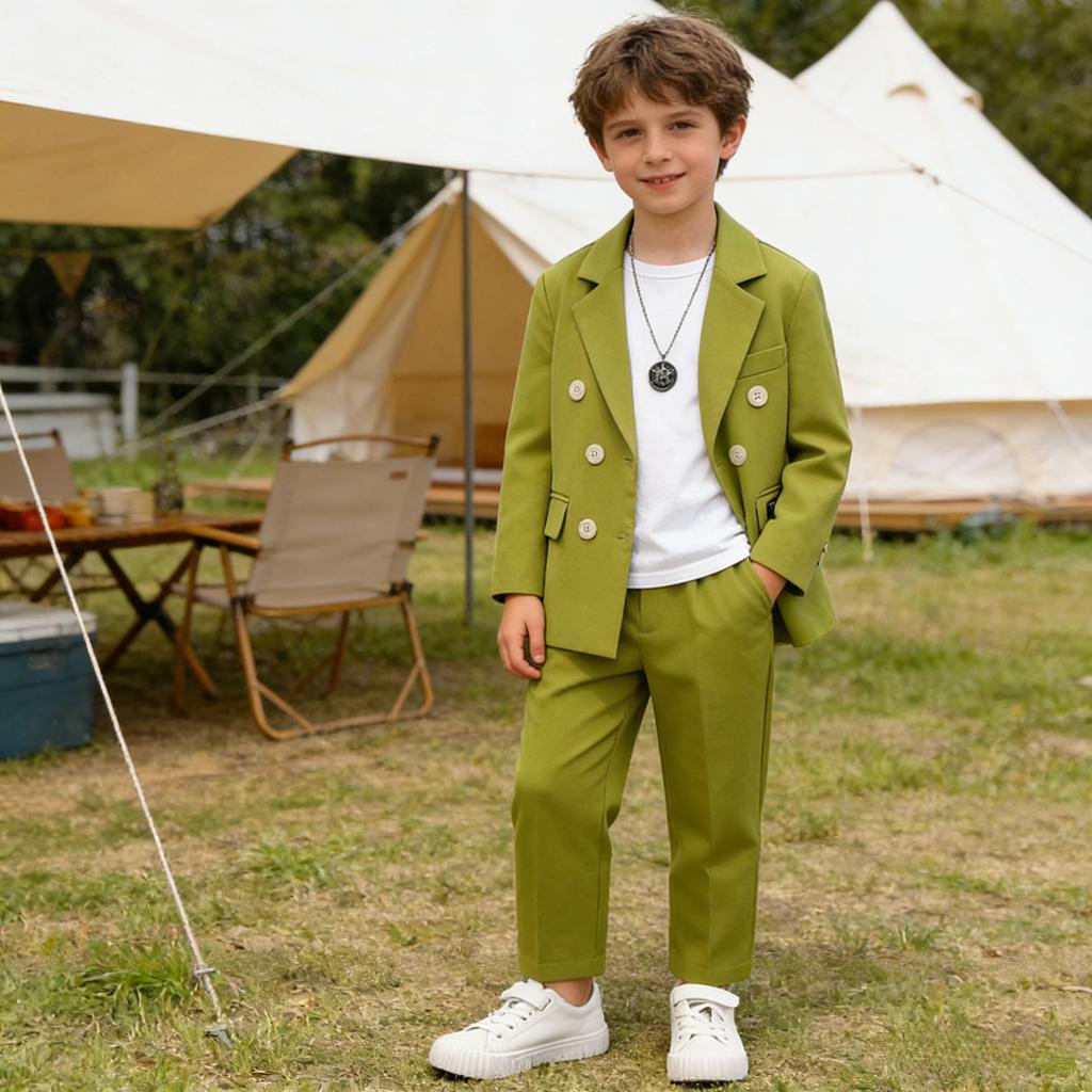 Suit for Boys Fall Casual Children School Uniform Outfits Handsome Kids Host Performance Costume 2-12Y Boy Birthday Blazers Set