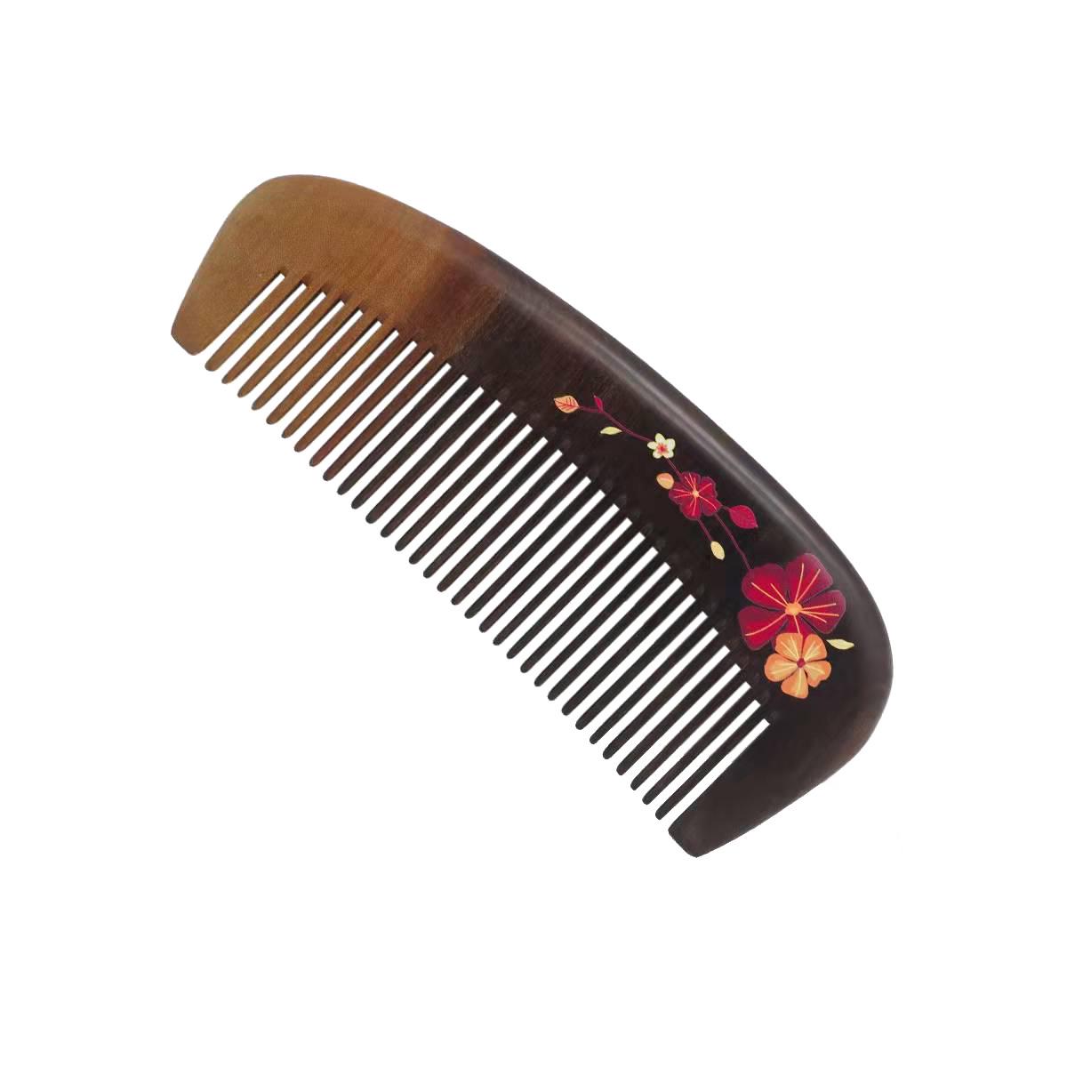 Mandarin Duck Nanmu Wood Comb - Handmade, Lacquer Art, Non-Damaging, Free Engraving, Hair Care Comb.