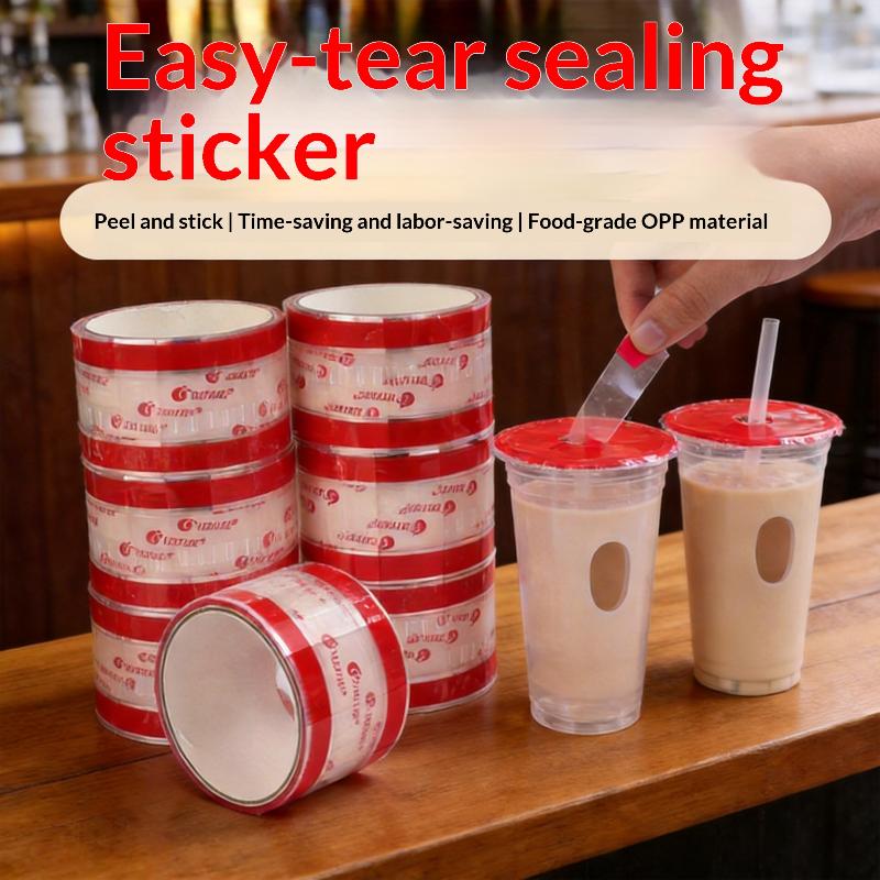 Hot 360/460 Sheets Per Pack Preventing Spills And Ensuring A Tight Seal Individual Sticker Seals Bubble Tea Cup Sealing Stickers