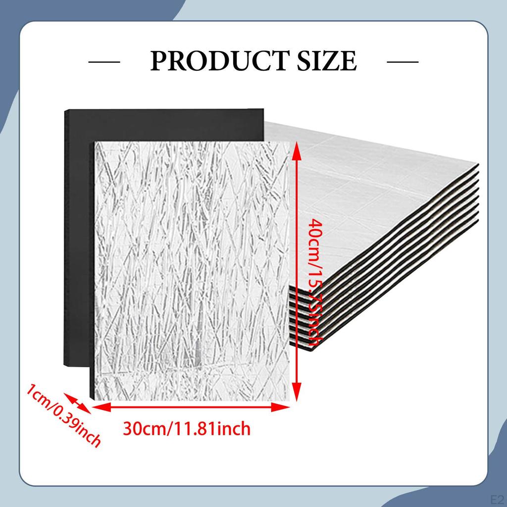 10 Pieces Car Sound Deadening Mats Noise Insulation Replaces Easy Installation Deadeners