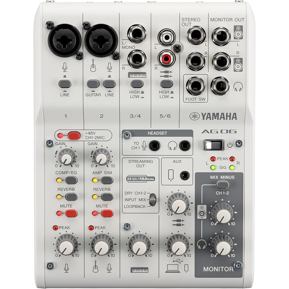YAMAHA (YAMAHA) Live Streaming Mixer 6 Channel White AG06MK2 W