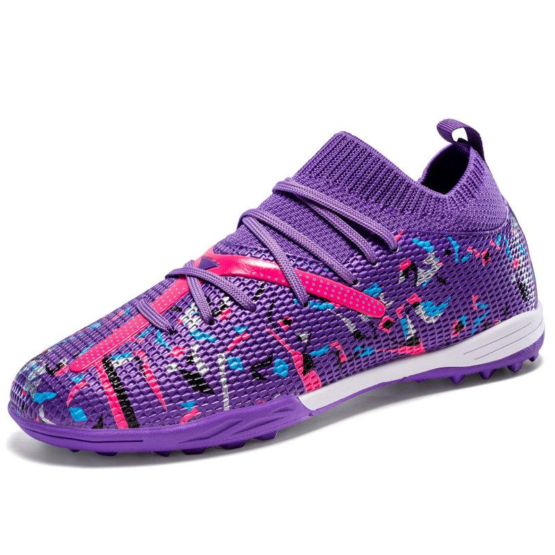 Fashion High Quality Purple Men's Football Shoes Outdoor FG/TF Non-slip Futsal Sneakers Man Original Professional Soccer Cleats For Men