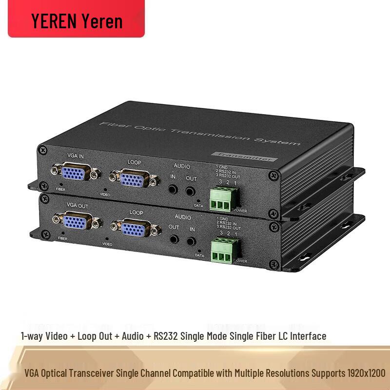 VGA Video Fiber Optic Extender with Audio & RS232