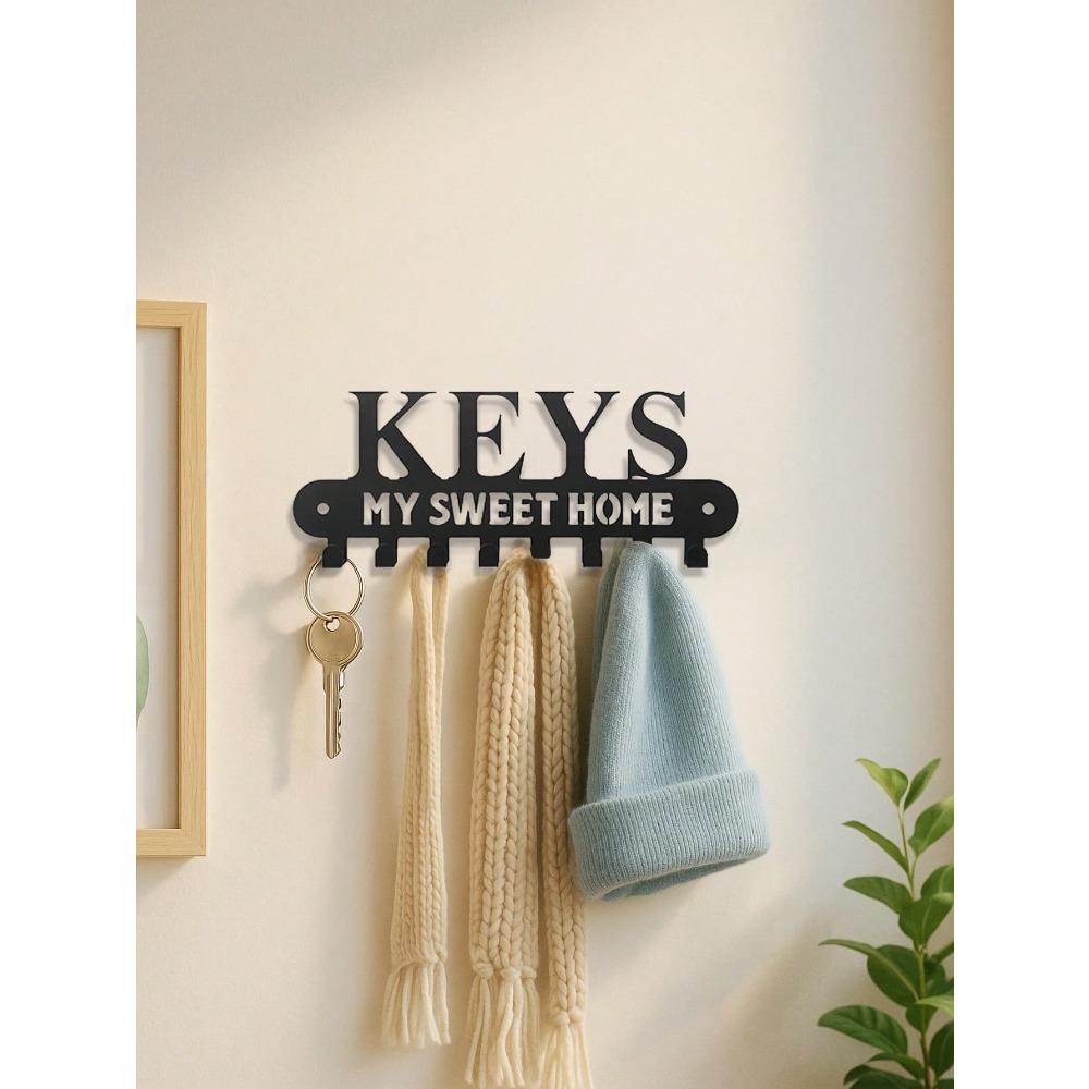 Gothic Black Metal Key Holder Wall Mount Coat Rack Entryway Organizer Durable Jacket Hanger Unique Home Decor Gift