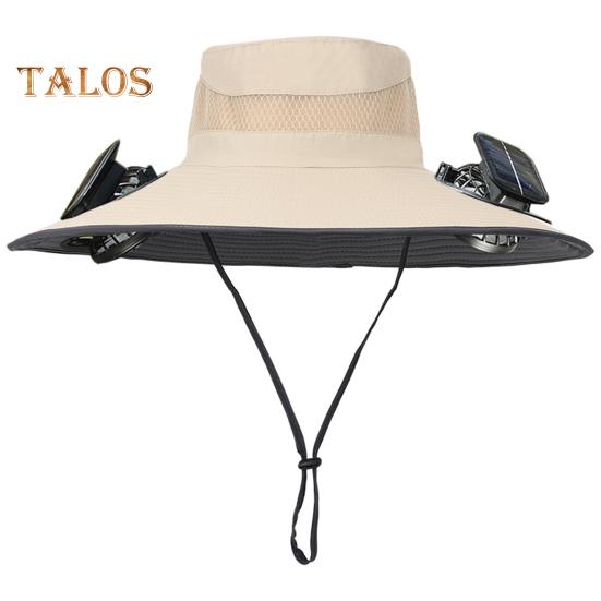 Fisherman Hat Outdoor Fishing Hat with Moisture-Wicking Mesh Design Waterproof Coating Wide-Brimmed Dual-Power Solar Fan Hat