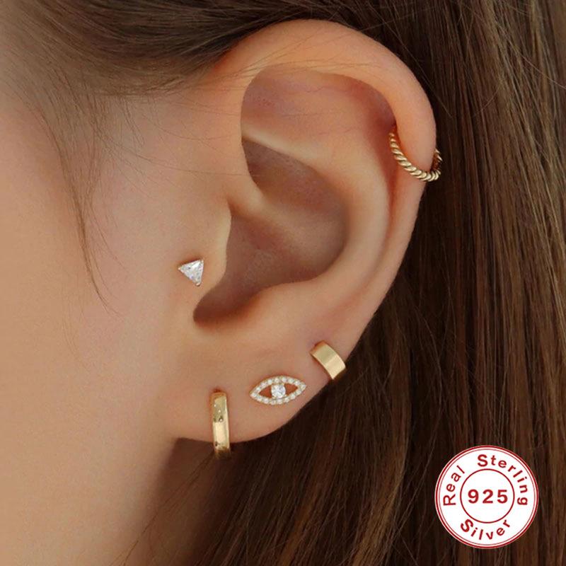 925 Sterlingsilber Ohrringe Fünfteiliges Set Stecker Ohrringe Kombinationsset Blume Perle Augen Klassisches Element Ohrbügel