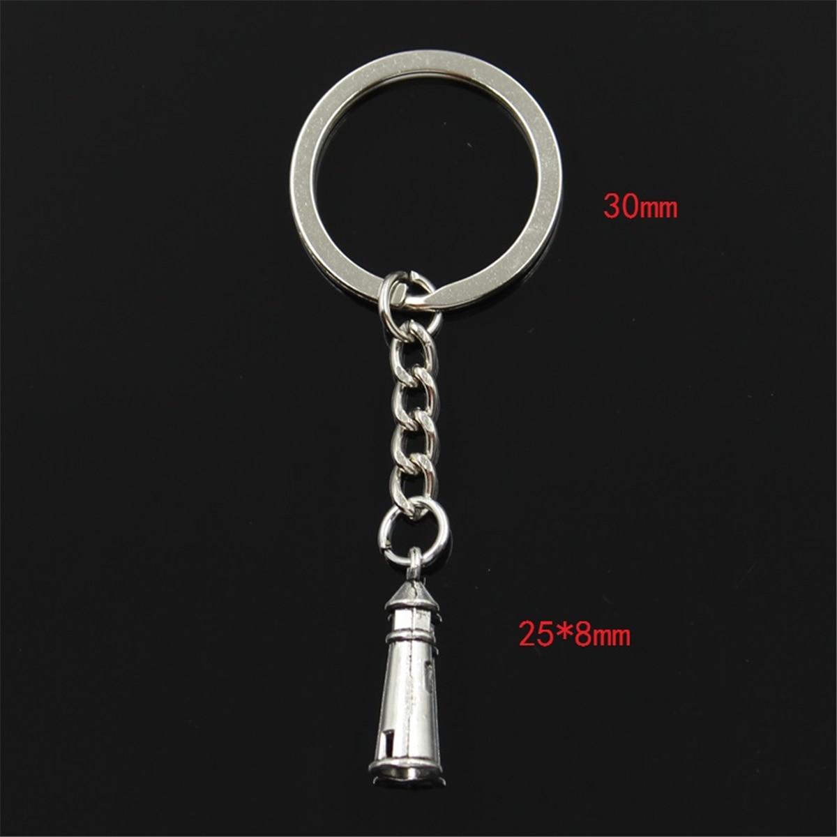 Модный полый 3D маяк 25x8 мм кулон 30 мм брелок для ключей бронзовый серебряный цвет — фото 2
