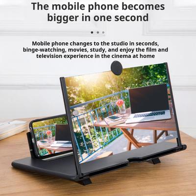 Mobile Phone Screen Magnifier 3D High-definition Magnifying Projector Screen Enlarger for Movies Videos Gaming Foldable Phone Stand with Screen